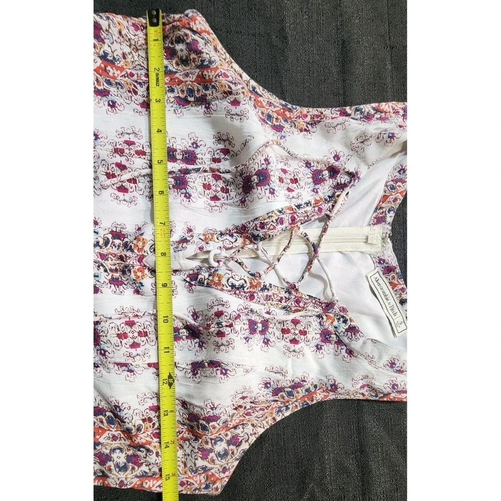 ABERCROMBIE & FITCH Women Maxi Dress Sz Small White Floral Lace Up Boho‎ Hippie